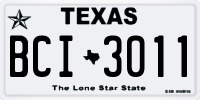 TX license plate BCI3011