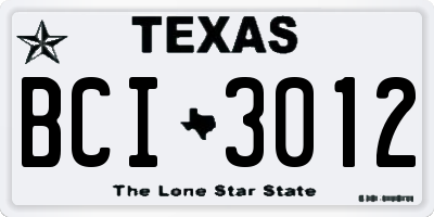 TX license plate BCI3012