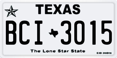 TX license plate BCI3015