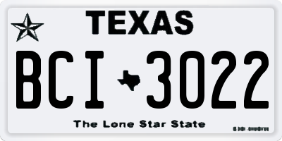 TX license plate BCI3022
