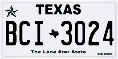 TX license plate BCI3024