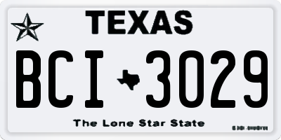 TX license plate BCI3029