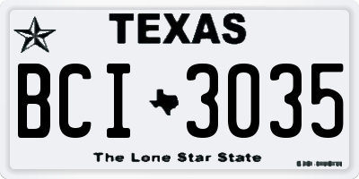 TX license plate BCI3035