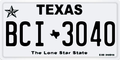 TX license plate BCI3040