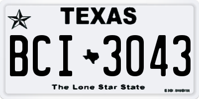 TX license plate BCI3043