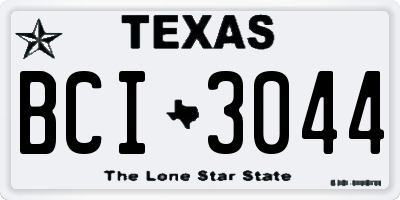 TX license plate BCI3044