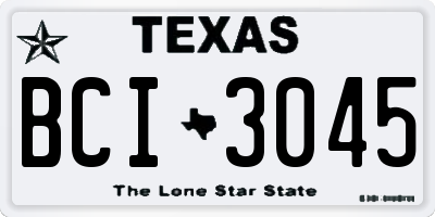 TX license plate BCI3045