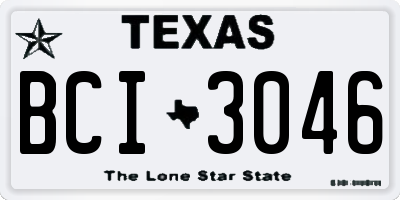 TX license plate BCI3046
