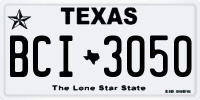 TX license plate BCI3050