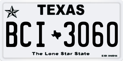 TX license plate BCI3060