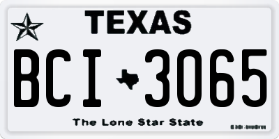 TX license plate BCI3065