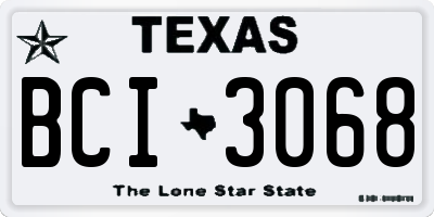 TX license plate BCI3068