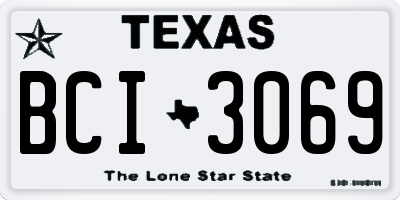 TX license plate BCI3069