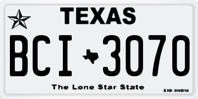TX license plate BCI3070