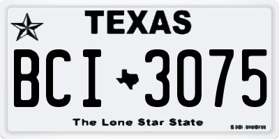 TX license plate BCI3075