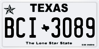 TX license plate BCI3089