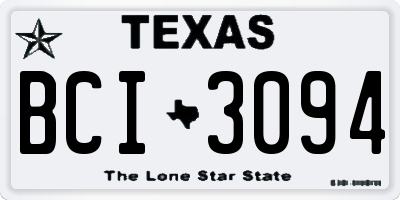 TX license plate BCI3094