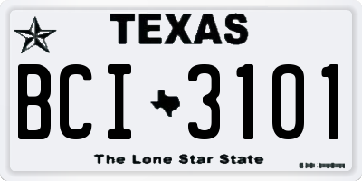 TX license plate BCI3101