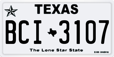 TX license plate BCI3107