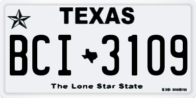 TX license plate BCI3109