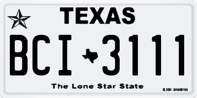 TX license plate BCI3111