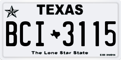 TX license plate BCI3115