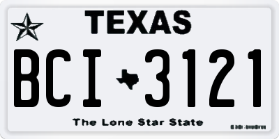 TX license plate BCI3121