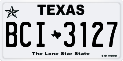 TX license plate BCI3127