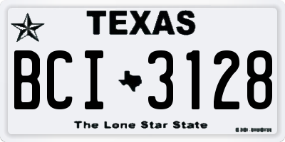 TX license plate BCI3128