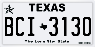 TX license plate BCI3130