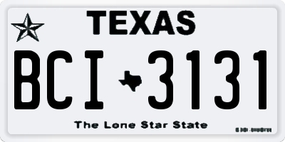 TX license plate BCI3131