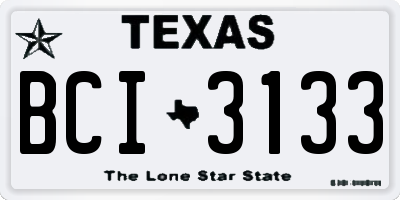 TX license plate BCI3133