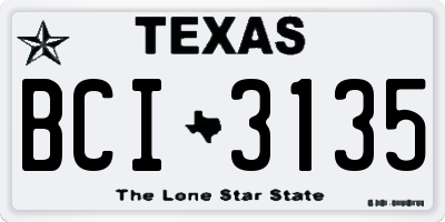 TX license plate BCI3135