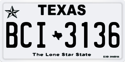 TX license plate BCI3136