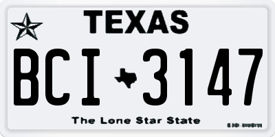 TX license plate BCI3147