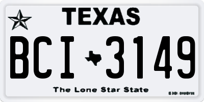 TX license plate BCI3149