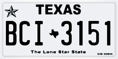 TX license plate BCI3151