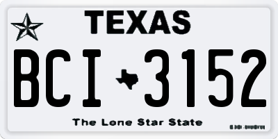 TX license plate BCI3152
