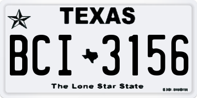TX license plate BCI3156