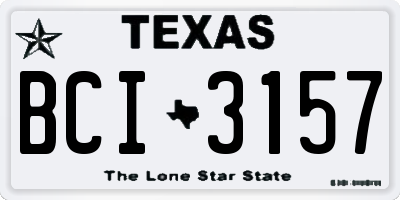 TX license plate BCI3157
