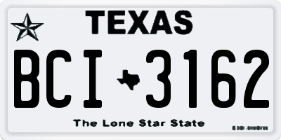 TX license plate BCI3162