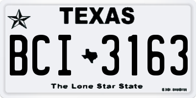 TX license plate BCI3163