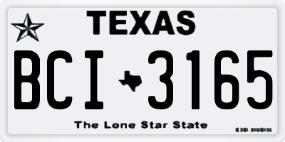 TX license plate BCI3165