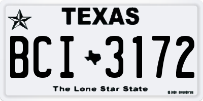 TX license plate BCI3172
