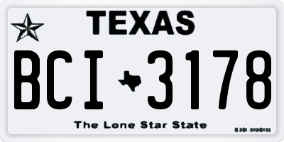 TX license plate BCI3178