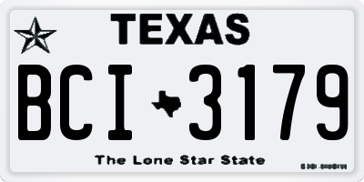 TX license plate BCI3179