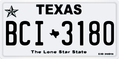 TX license plate BCI3180