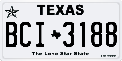 TX license plate BCI3188