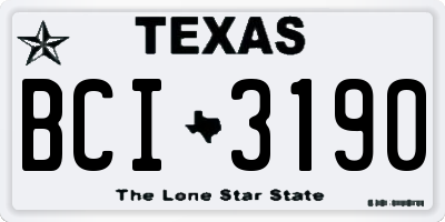 TX license plate BCI3190