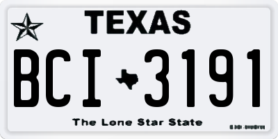 TX license plate BCI3191